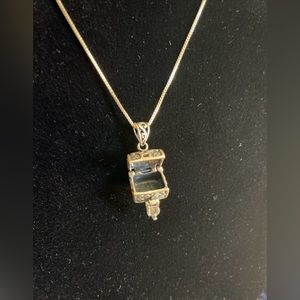 Sterling Silver Treasure Chest Filigree Charm 3D Box With Chain 925